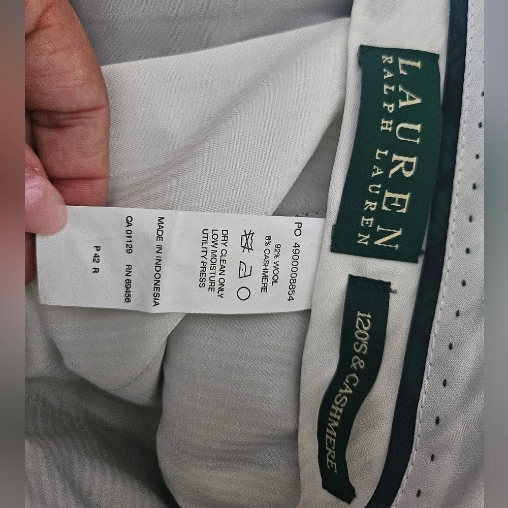 LAUREN Ralph Lauren Mens Green120s & Cashmere WoolOffice Pants Size 42R